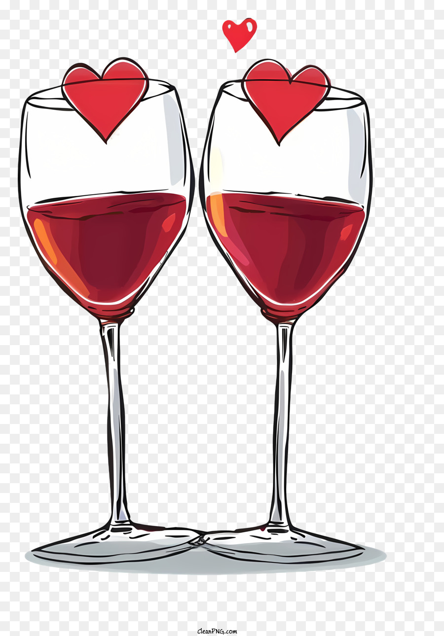 Verres Vin Plat De La Saintvalentin Verres Vin Coeurs Png