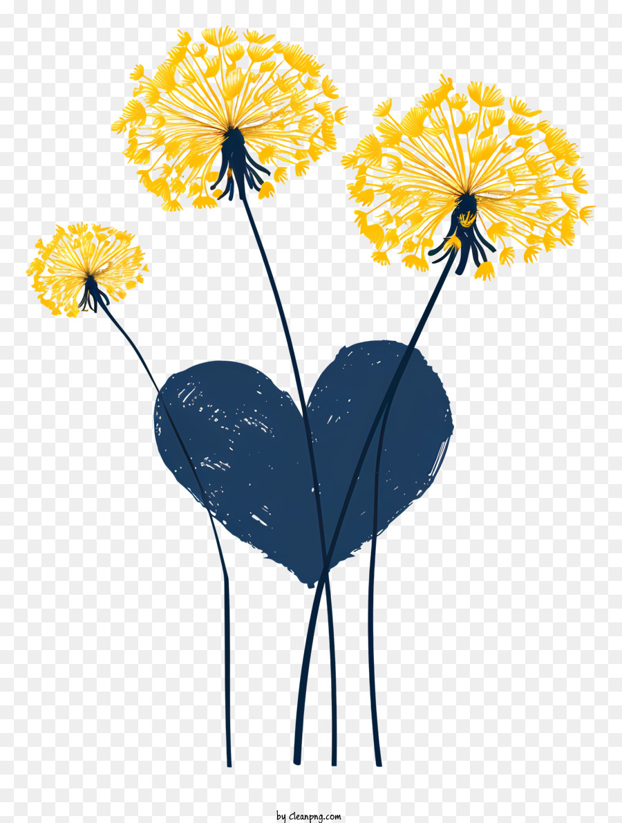 Plancherie Du Cœur Fleurs Jaunes En Forme De Coeur PNG Plancherie