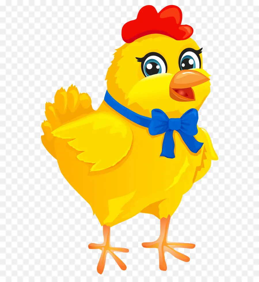 Poussin Jaune Avec Noeud Bleu，Mignon PNG