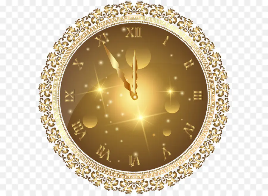 Horloge Dorée，Décoratif PNG