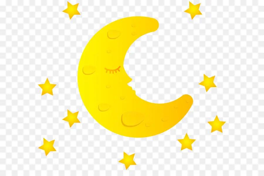 Croissant De Lune Jaune，Étoiles PNG