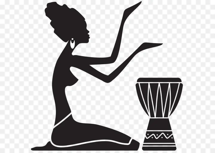 Silhouette Femme Avec Tambour，Africain PNG