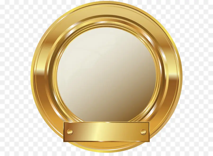 Miroir Rond，Cadre Doré PNG