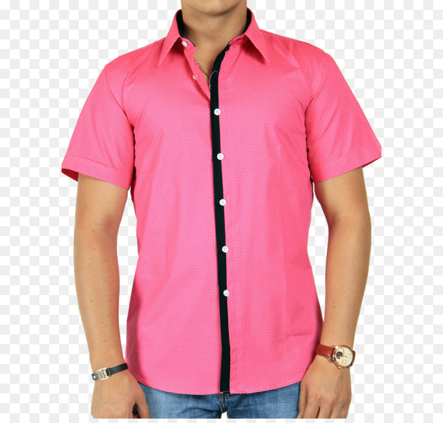 Chemise Rose，Manches Courtes PNG