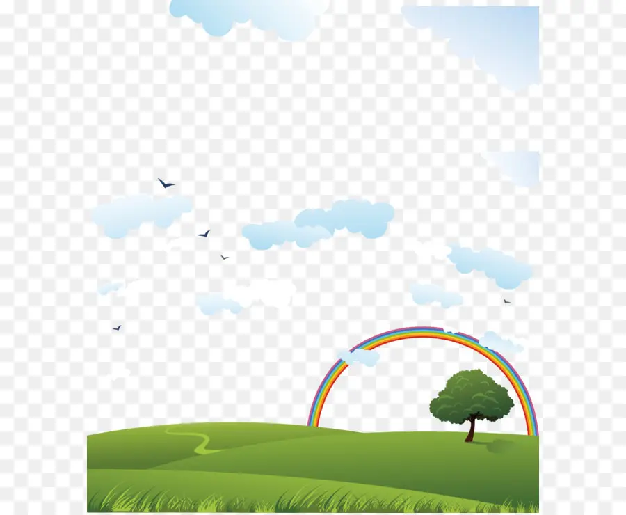 Arc En Ciel Et Arbre，Herbe PNG