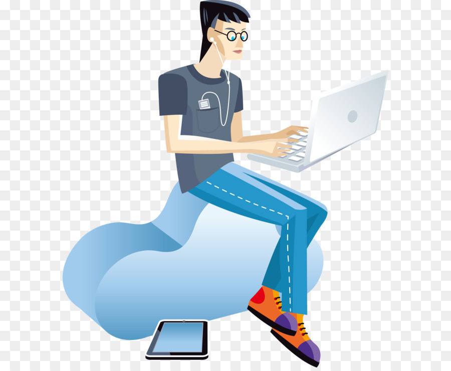 Personne Avec Ordinateur Portable，Nuage PNG