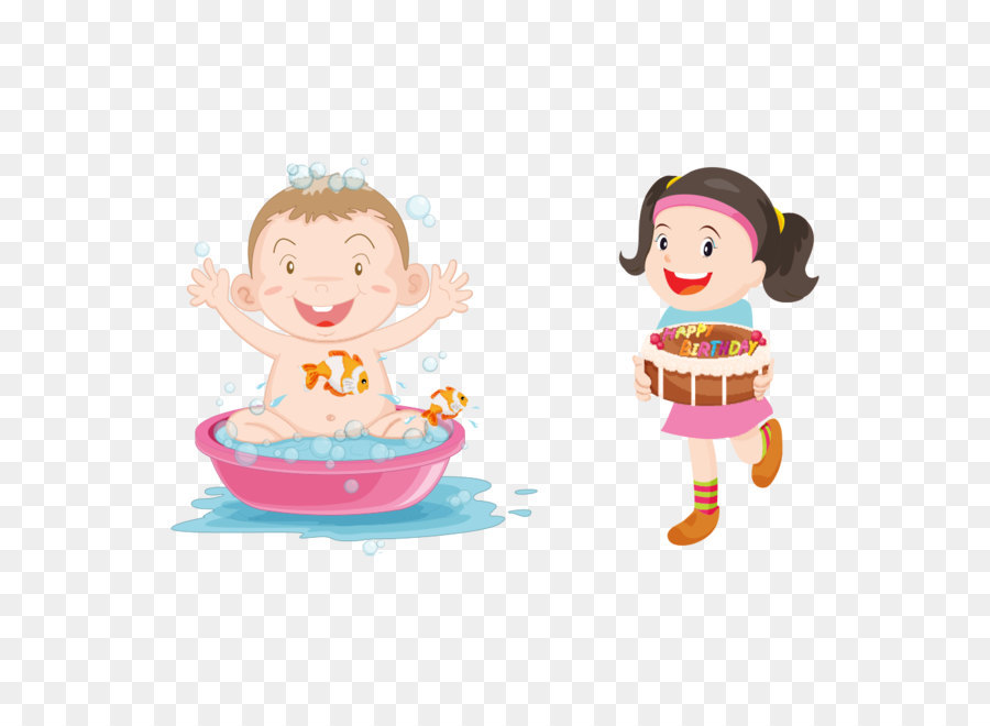 Bébé Dans Le Bain，Fille PNG