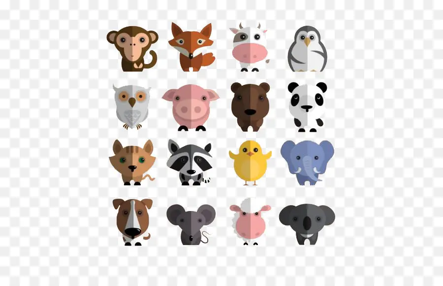 Visages D'animaux Mignons，Dessin Animé PNG