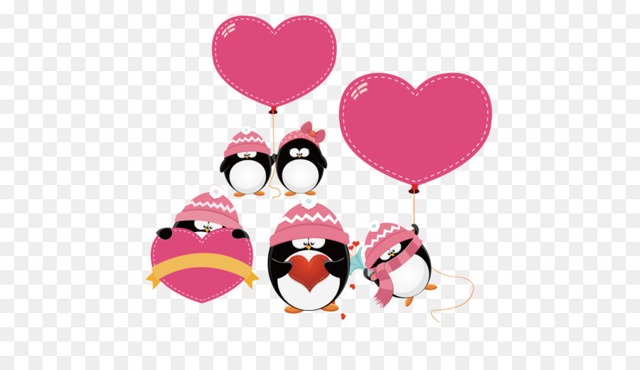 Pingouins Avec Des Coeurs，Amour PNG