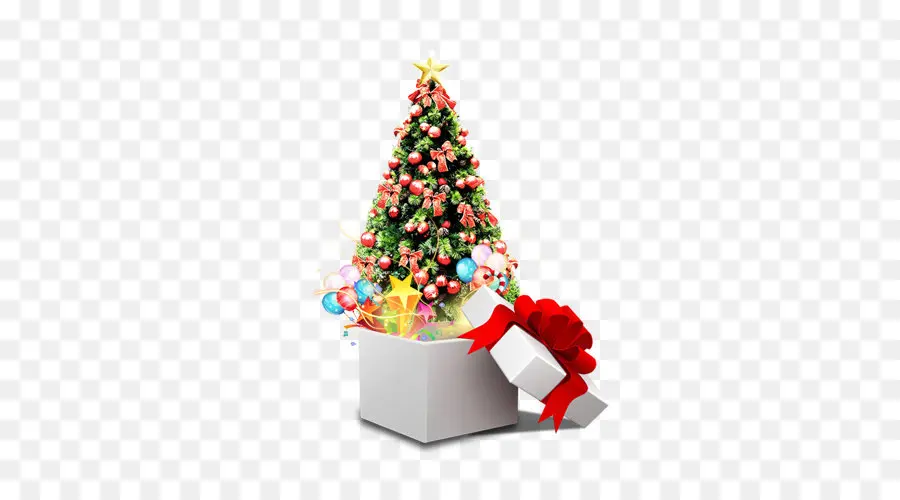 Arbre De Noël En Boîte，Cadeaux PNG