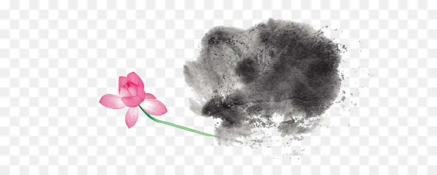 Fleur Rose，Encre Noire PNG