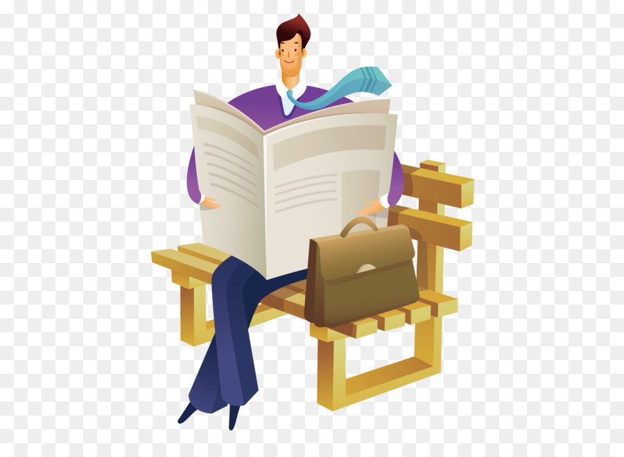 Homme Lisant Un Journal，Banc PNG