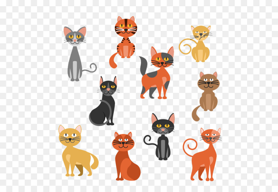 Chats De Dessin Animé，Différentes Couleurs PNG