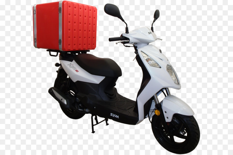 Scooter Blanc Avec Boîte Rouge，Véhicule PNG