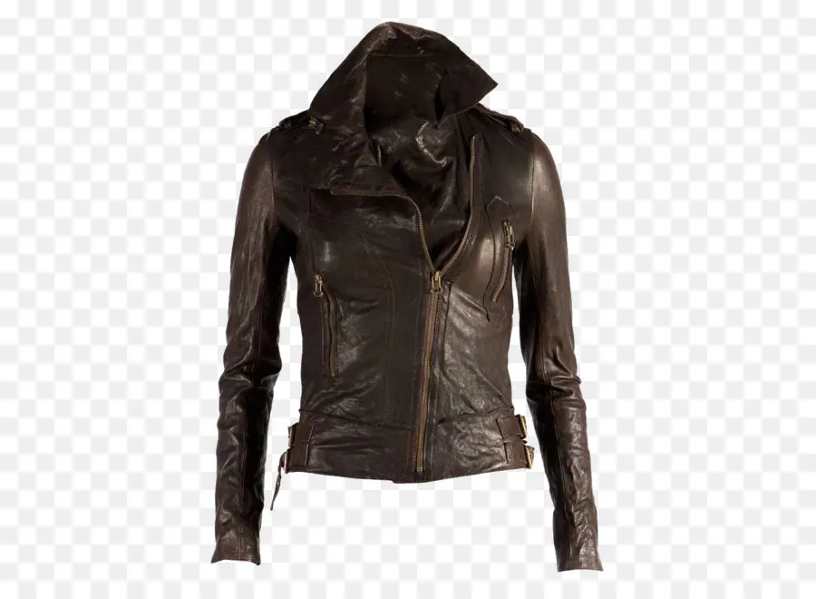 Veste En Cuir，Brun PNG