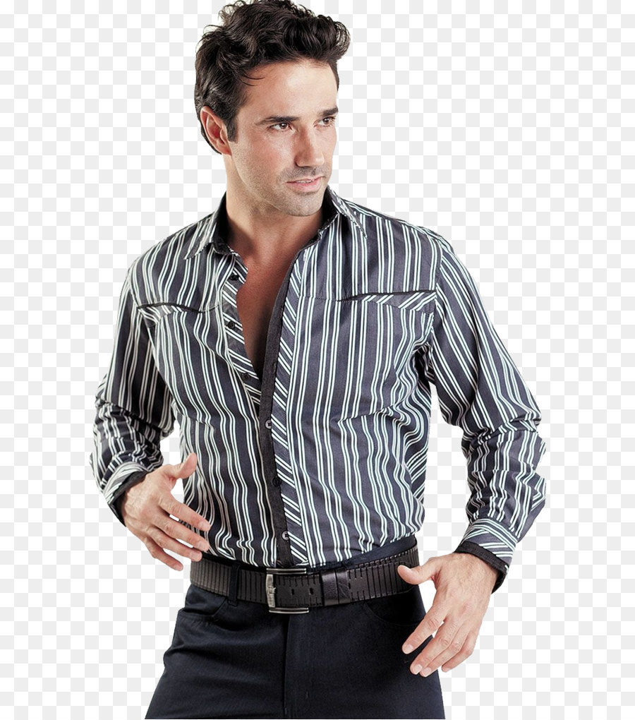 Homme En Chemise Rayée，Mode PNG