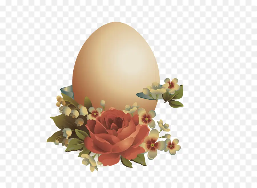 Oeuf Avec Des Fleurs，Roses PNG