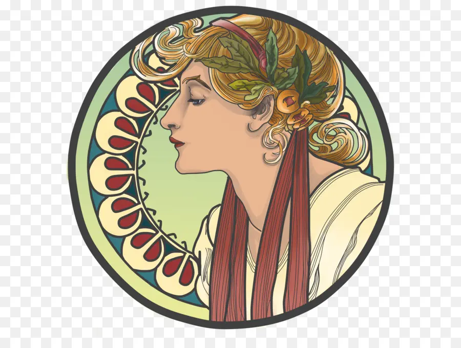 Femme Art Nouveau，Profil PNG