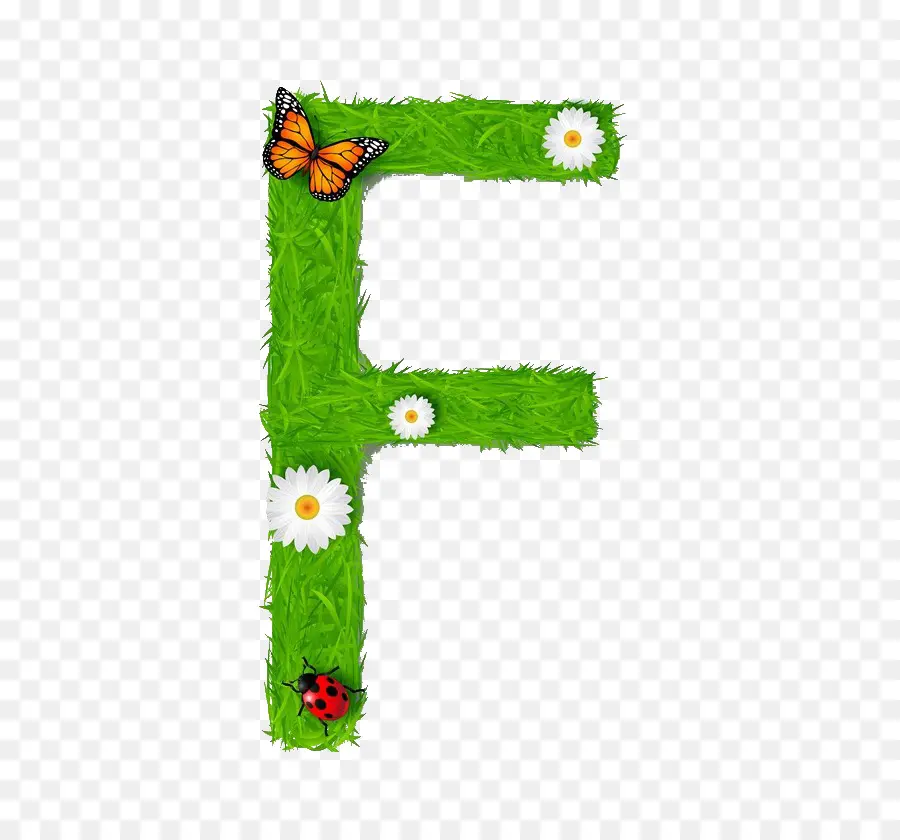 Lettre Verte F，Herbe PNG