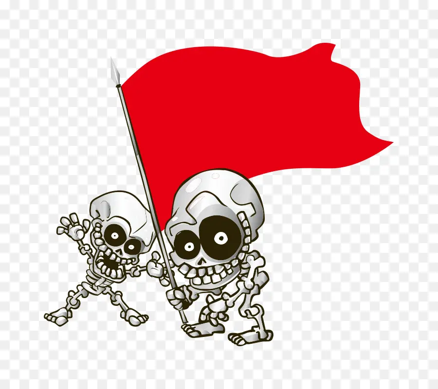 Squelettes Avec Drapeau Rouge，Drapeau PNG