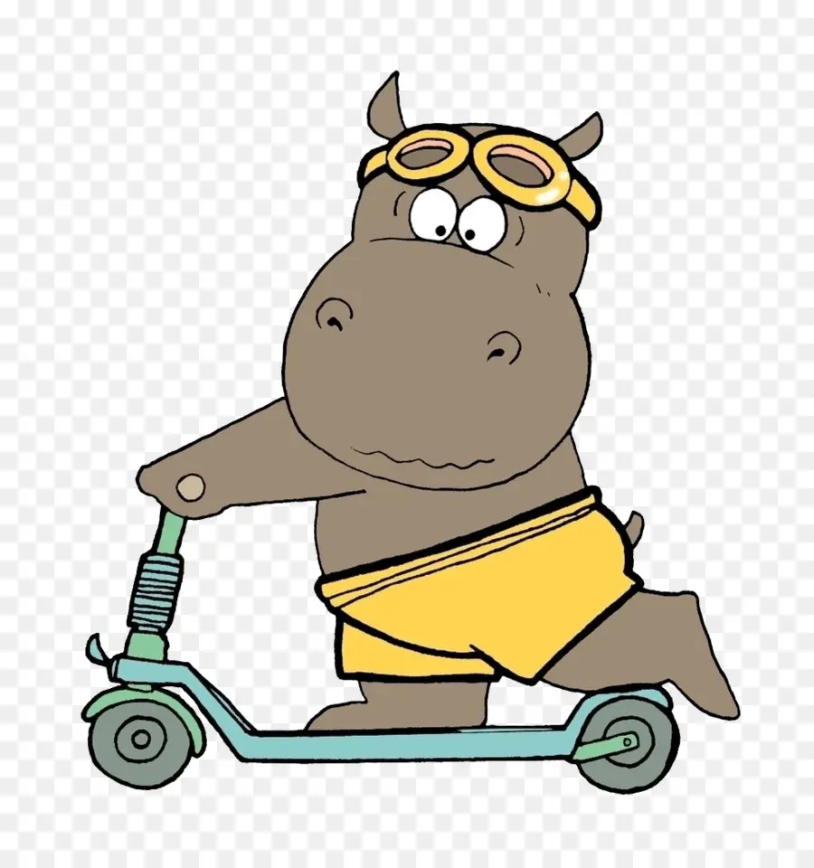 Hippopotame Sur Scooter，Hippopotame PNG