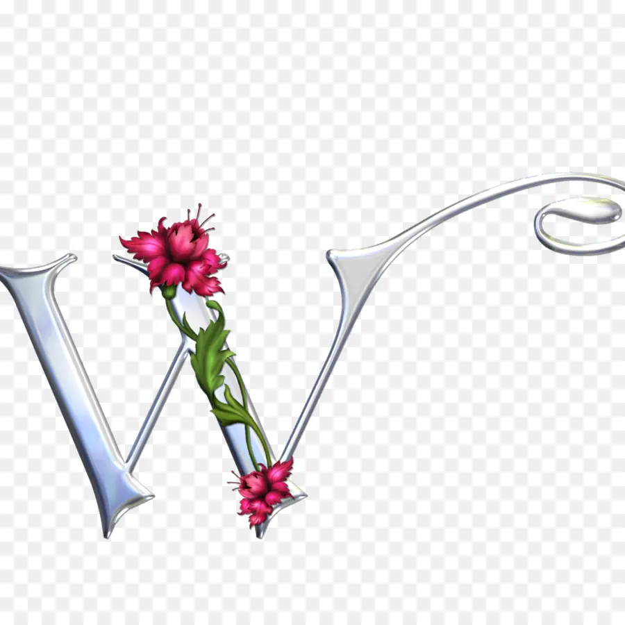 Lettre W，Floral PNG