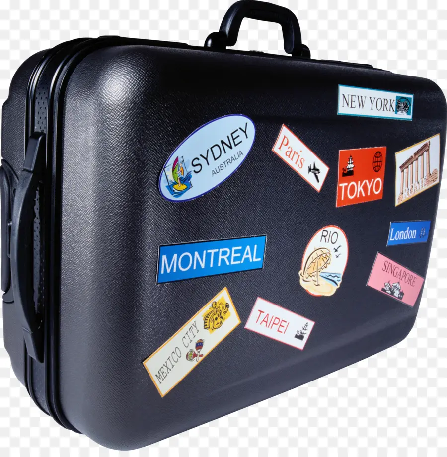 Valise Avec Autocollants，Bagage PNG