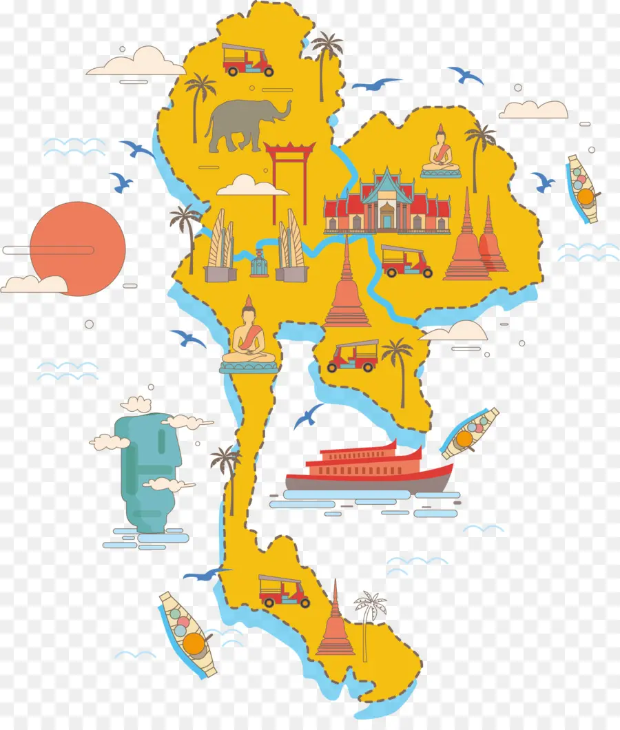 Thaïlande，Carte De Vecteur PNG