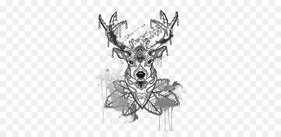 Cerf Décoratif，Bois PNG