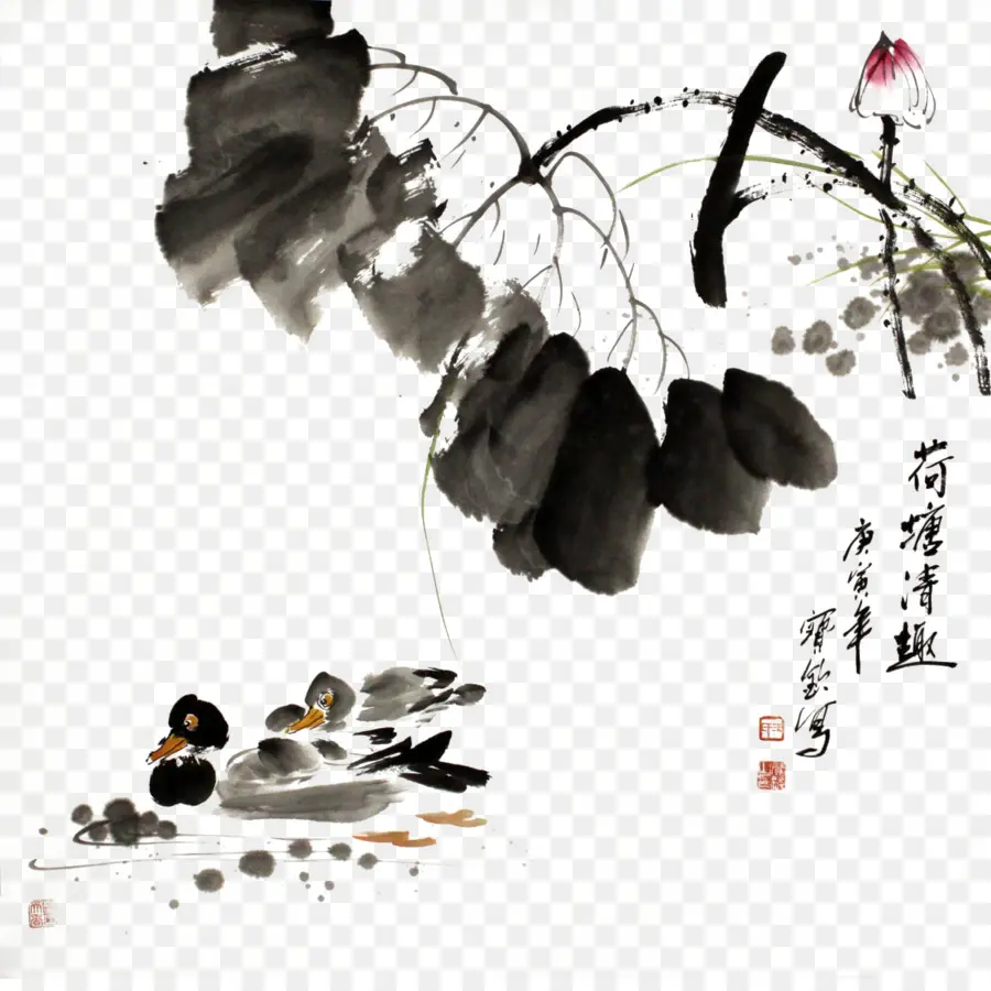 Peinture Chinoise，Canards PNG