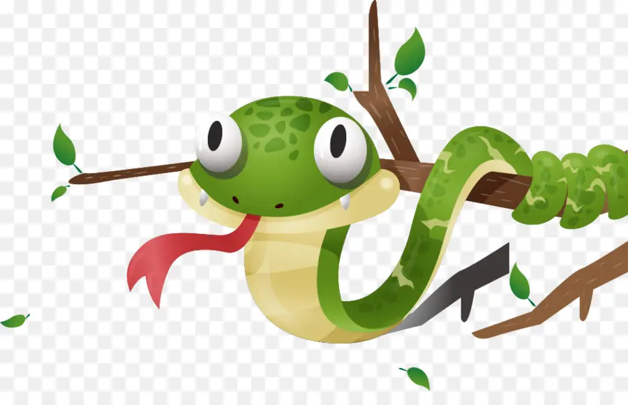 Serpent De Dessin Animé Sur Une Branche，Reptile PNG