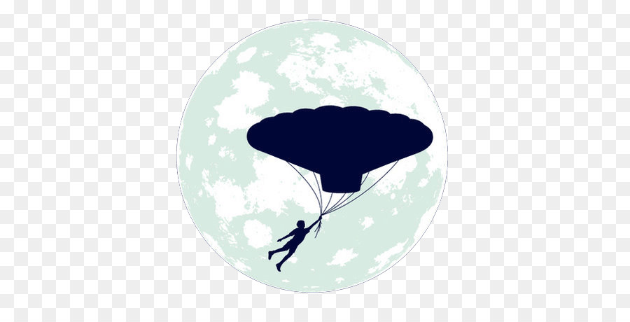 Silhouette De Parachute，Lune PNG