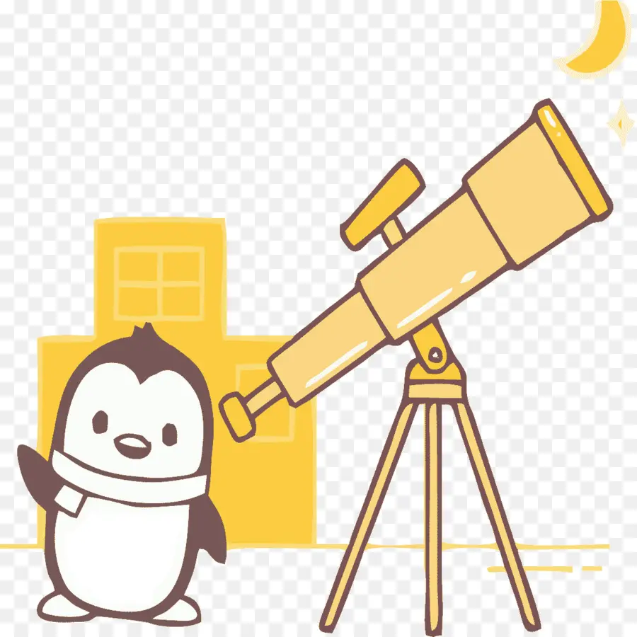 Pingouin Avec Télescope，Astronomie PNG