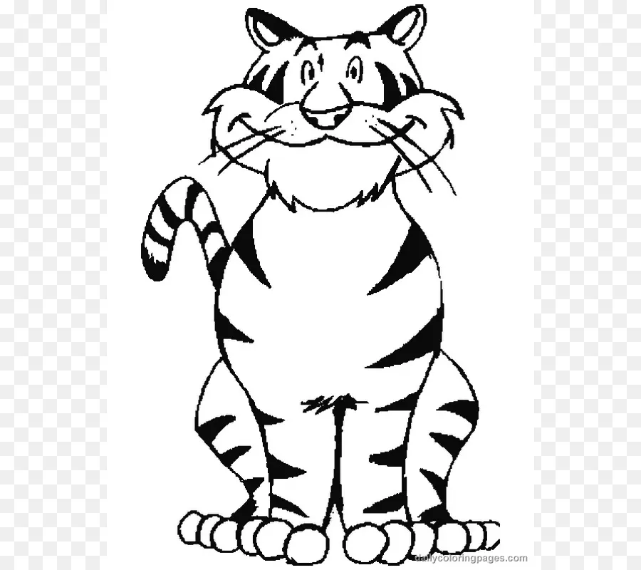 Tigre De Dessin Animé，Noir Et Blanc PNG