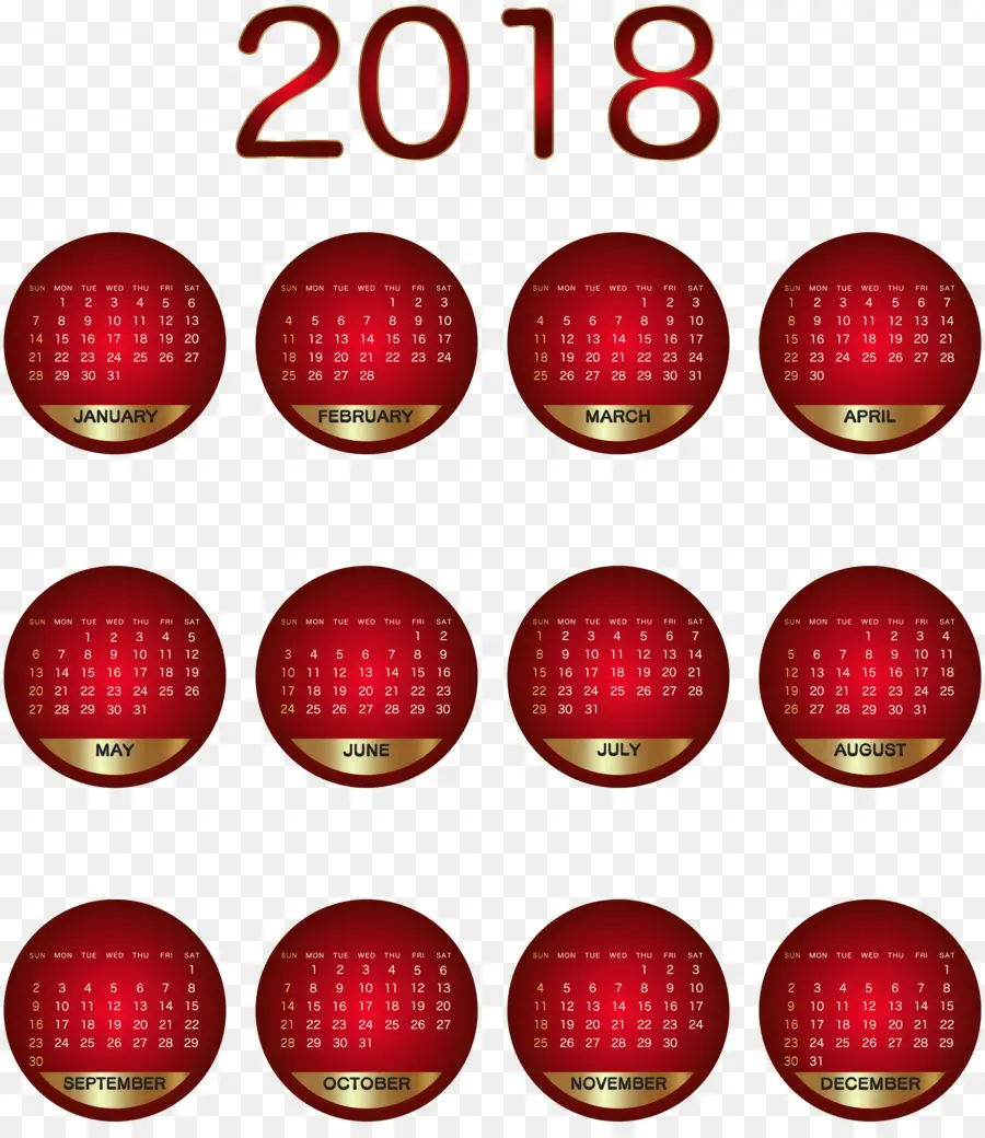 Calendrier 2018，Année PNG