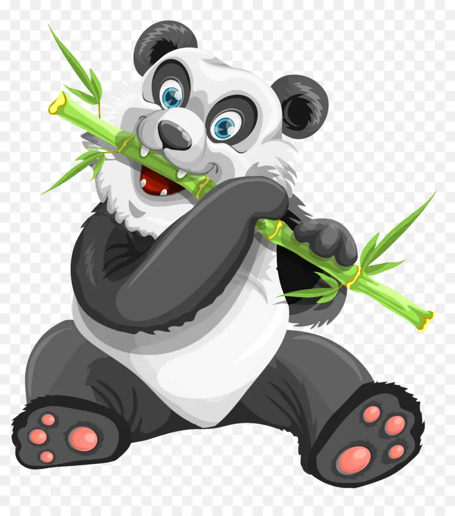 Panda Mangeant Du Bambou，Dessin Animé PNG