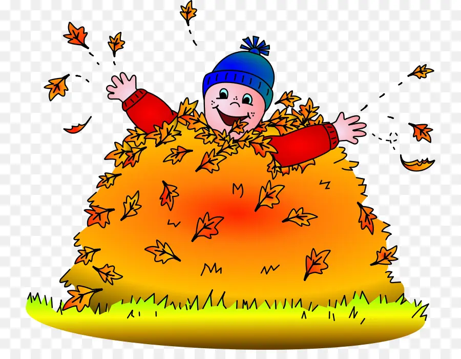 Enfant Dans Un Tas De Feuilles，Automne PNG