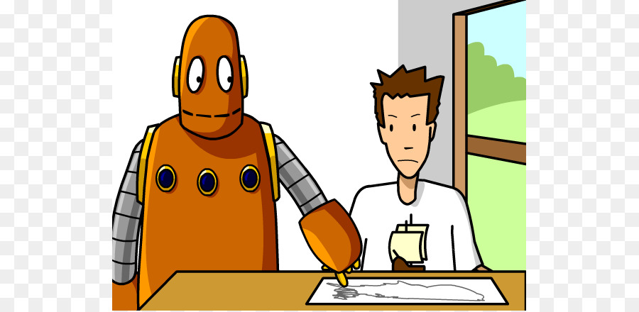 Robot Et Garçon，Dessin PNG