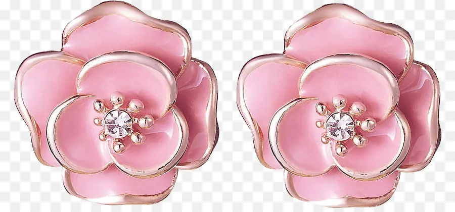 Boucles D'oreilles Fleur Rose，Boucles D'oreilles PNG