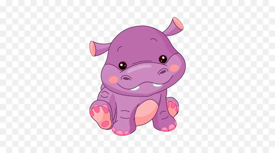 Hippopotame Violet，Mignon PNG