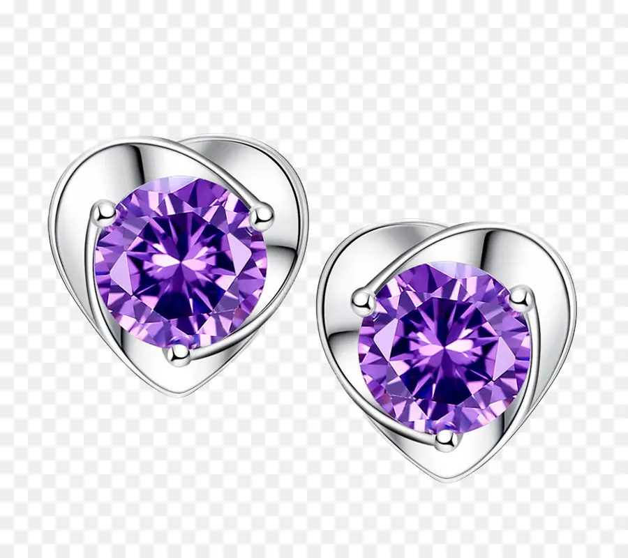 Boucles D'oreilles Violettes，Forme De Coeur PNG