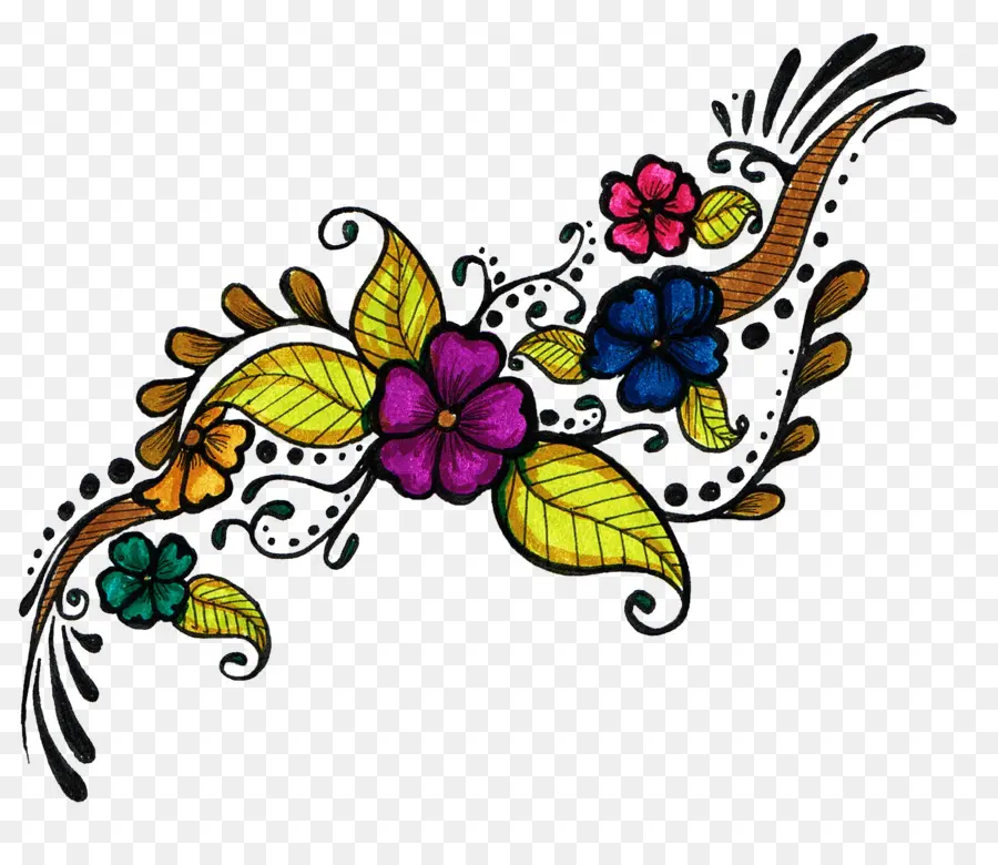 Griffonnage Floral，Fleurs PNG