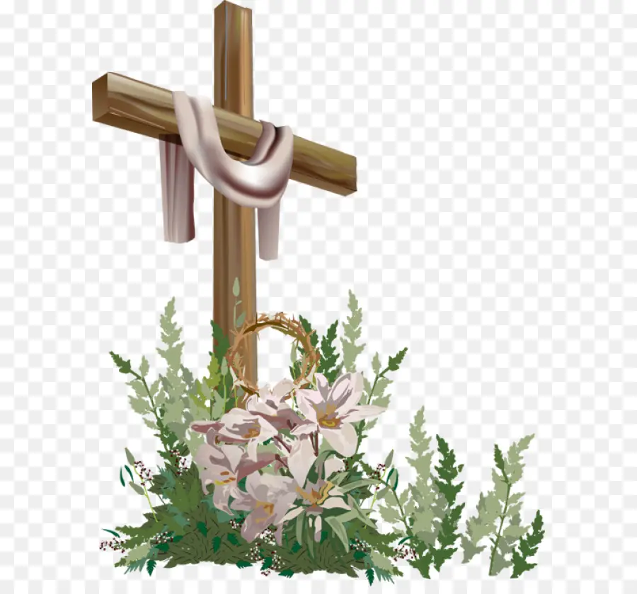 Croix Avec Des Fleurs，Croix PNG