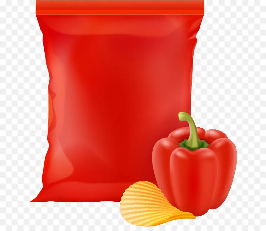 Sac De Chips Rouge，Poivre PNG