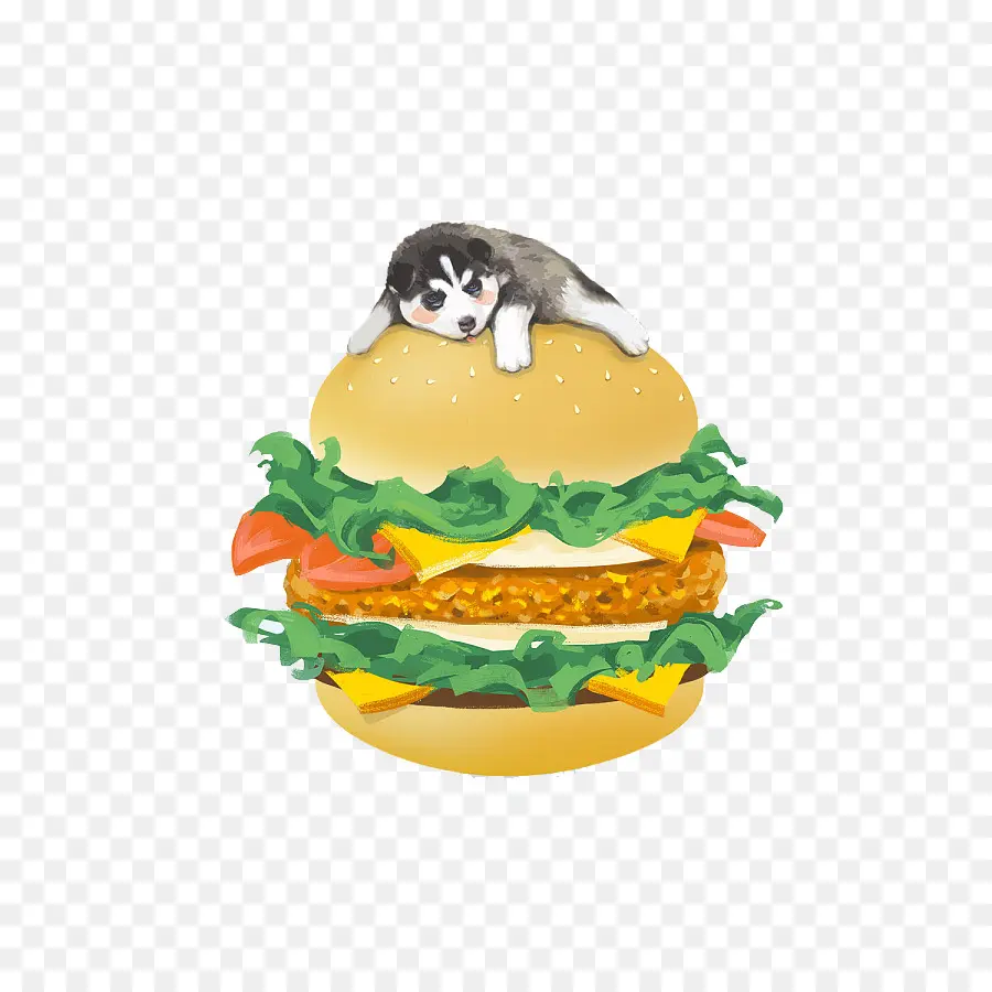 Chien Husky Sur Burger，Animal De Compagnie PNG