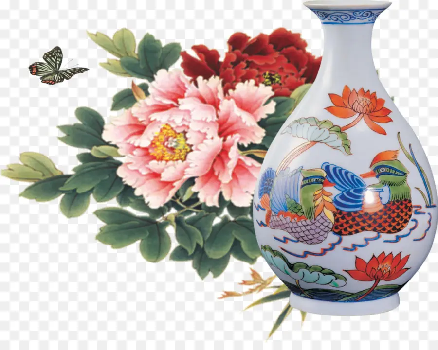 Vase Décoratif，Fleurs PNG