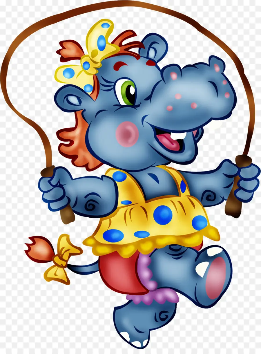 Hippopotame Bleu，Corde à Sauter PNG