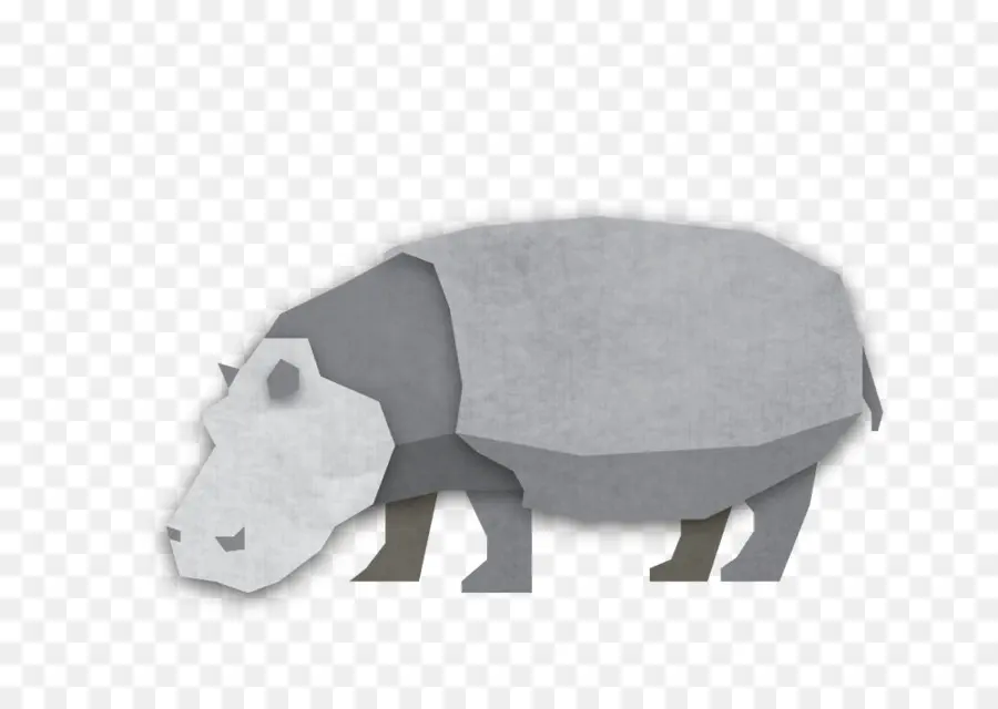 Hippopotame En Papier，Gris PNG