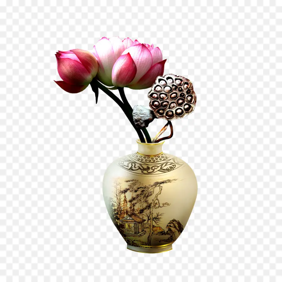 Vase Avec Des Fleurs，Décor PNG