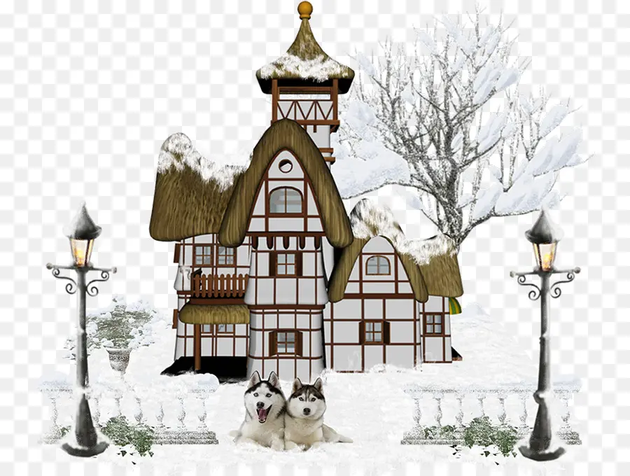 Maison Enneigée，Hiver PNG